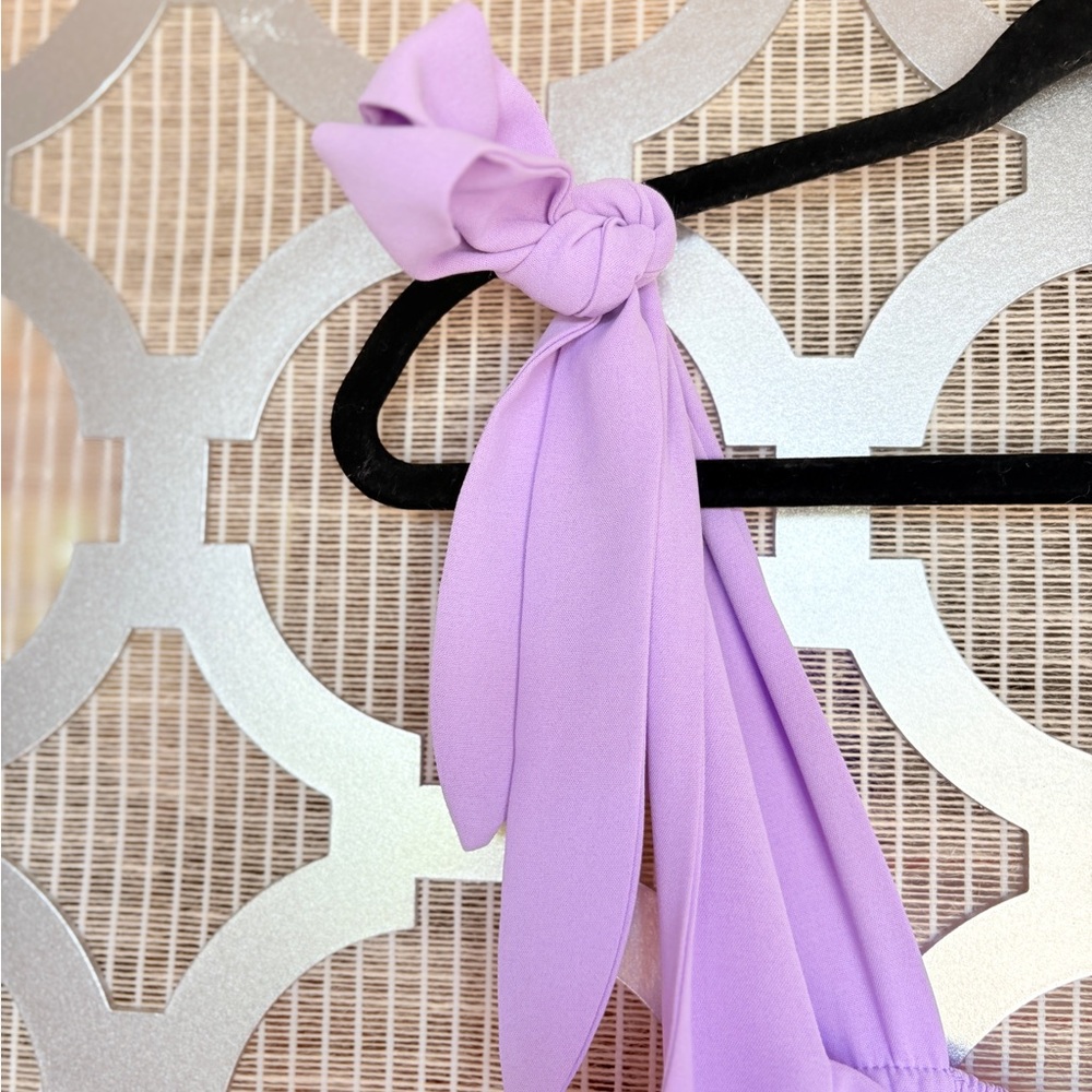 Chic Lavender Midi Dress with Bow Straps - Picture 2 of 7